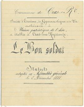 Statuts de la société de gymnastique, de tir et d’escrime « Le bon soldat », vue 01.