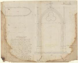 Plan de la porte d'entrée principale pour l'agrandissement de l'église, vue 01.