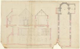 Plan pour l'agrandissement de l'église, vue 01.