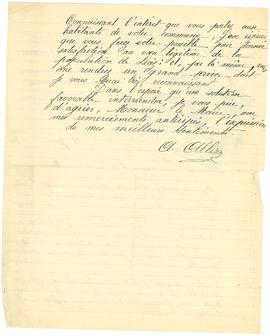 Lettre d'A. Allion au maire sollicitant la reprise du projet d'ouverture d'une gare à Longeray ap...