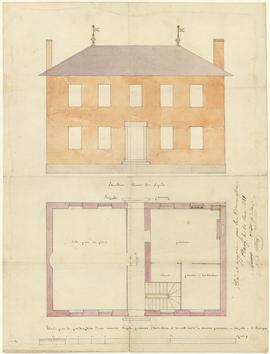 Plan pour la construction de la mairie-école, vue 01.