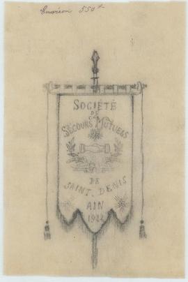 Croquis pour un projet de banderole de la société de secours mutuels n°292 La Patriote, vue 01.