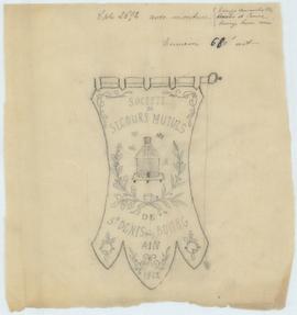 Croquis pour un projet de banderole de la société de secours mutuels n°292 La Patriote, vue 02.