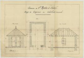 Plan pour la construction d'une remise pour le corbillard, vue 01.