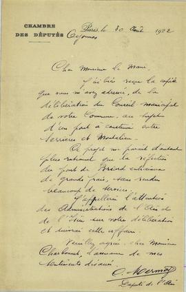 Serrières-de-Briord 1O4 - Pont métallique sur le Rhône, projet : lettre du député Camille Mermod,...