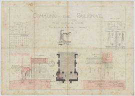 Plan des décors intérieurs et de construcgtion de l'escalier pour les travaux d'achèvement et con...