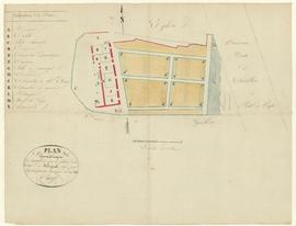 Plan des bâtiment, cour et jardin dans le cadre de l'acquisition par voie de donation d’un bâtime...