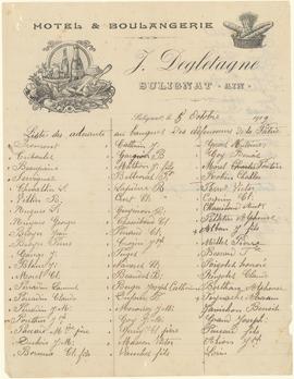 Liste des adhérents au banquet des défenseurs de la Patrie, vue 01.