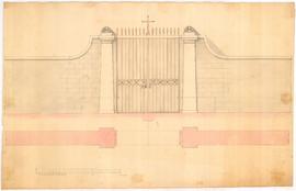 Plan en élévation n°1 de la porte du cimetière.