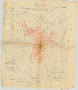 Plan des propriétés et des maisons sur un rayon de 200 mètres de l’abattoir de Claudius Bascol, c...