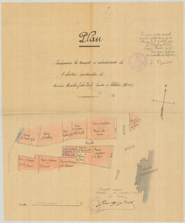 Plan indiquant les tenants et aboutissants de l’abattoir particulier de Jules Rémy Moulin, bouche...